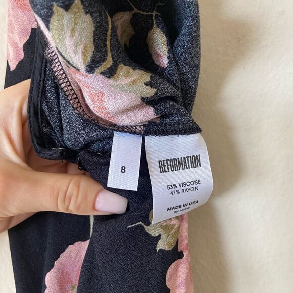 Reformation Myrtle Maxi Black Dress Floral Backless Tank Size 8 - Picture 5 of 8